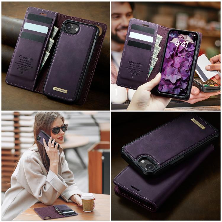 For iPhone 17e / 16e CaseMe C49 MagSafe RFID Blocking Detachable Wallet Leather Phone Case