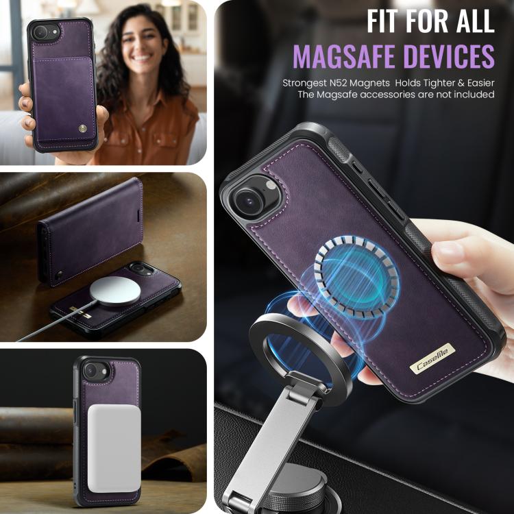 For iPhone 17e / 16e CaseMe C49 MagSafe RFID Blocking Detachable Wallet Leather Phone Case