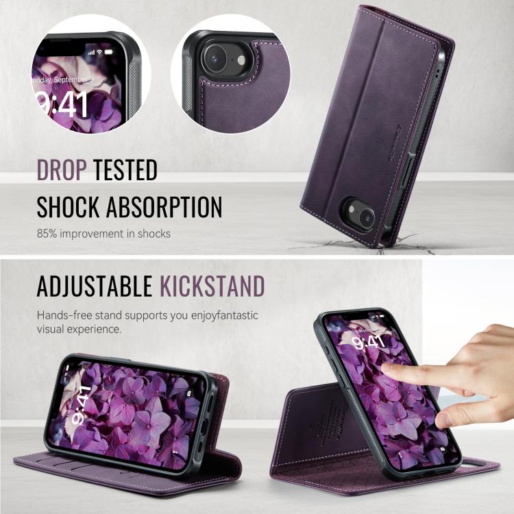 For iPhone 17e / 16e CaseMe C49 MagSafe RFID Blocking Detachable Wallet Leather Phone Case