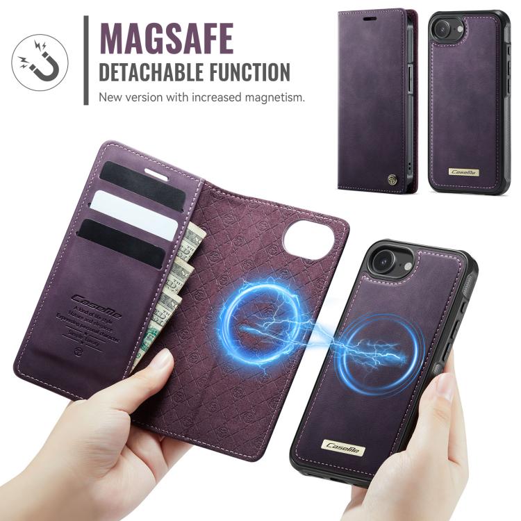 For iPhone 17e / 16e CaseMe C49 MagSafe RFID Blocking Detachable Wallet Leather Phone Case