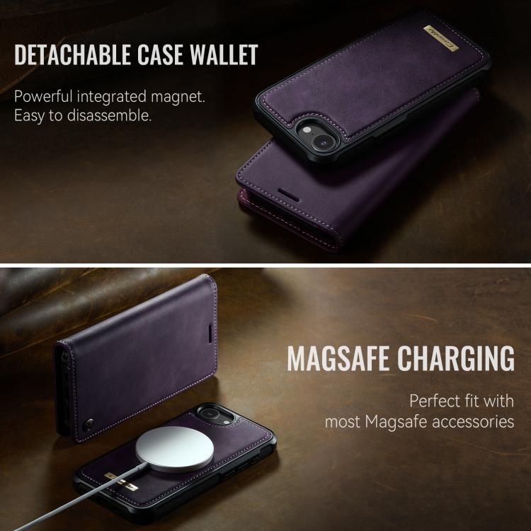 For iPhone 17e / 16e CaseMe C49 MagSafe RFID Blocking Detachable Wallet Leather Phone Case