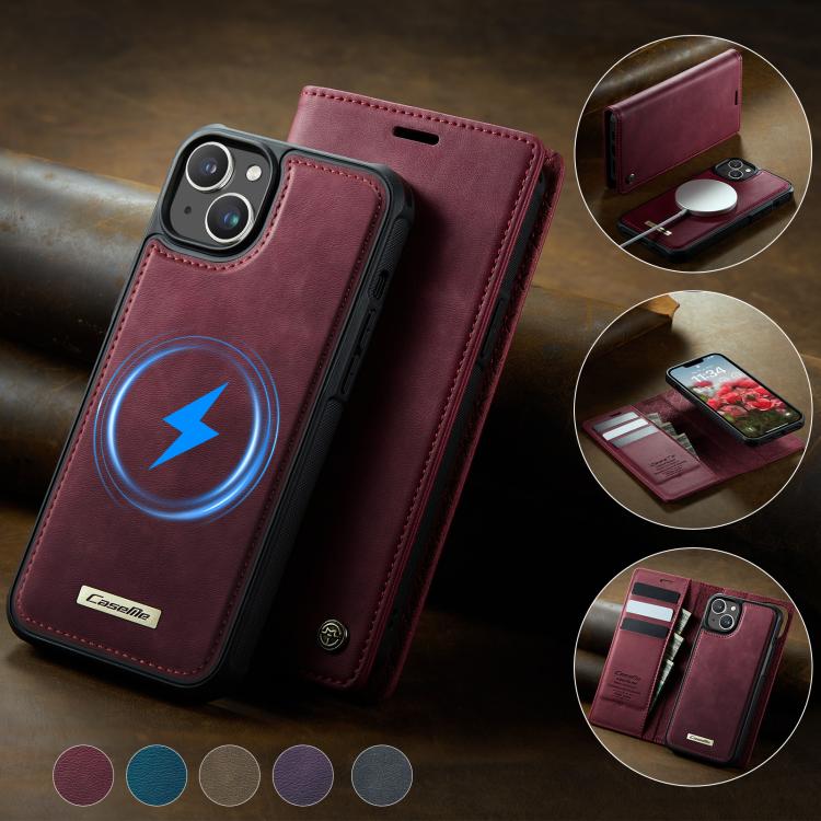 For iPhone 15 CaseMe C49 MagSafe RFID Blocking Detachable Wallet Leather Phone Case
