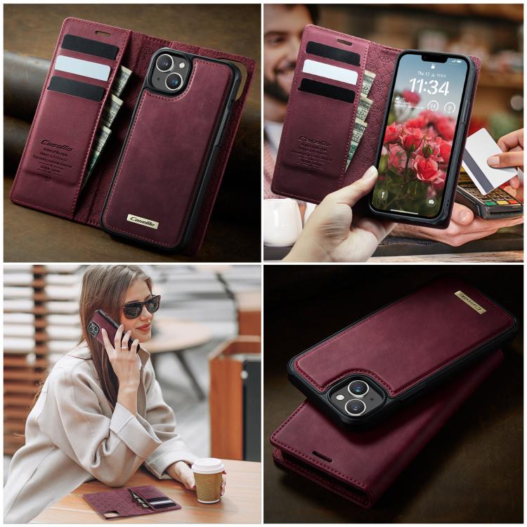 For iPhone 15 CaseMe C49 MagSafe RFID Blocking Detachable Wallet Leather Phone Case