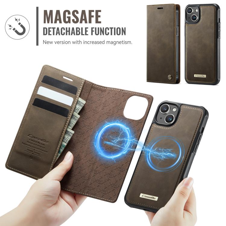 For iPhone 15 CaseMe C49 MagSafe RFID Blocking Detachable Wallet Leather Phone Case