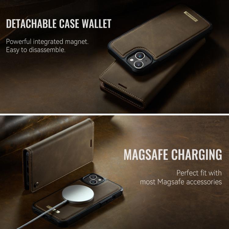 For iPhone 15 CaseMe C49 MagSafe RFID Blocking Detachable Wallet Leather Phone Case