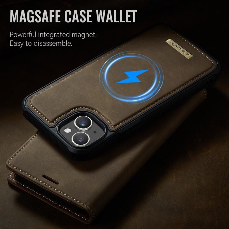 For iPhone 15 CaseMe C49 MagSafe RFID Blocking Detachable Wallet Leather Phone Case