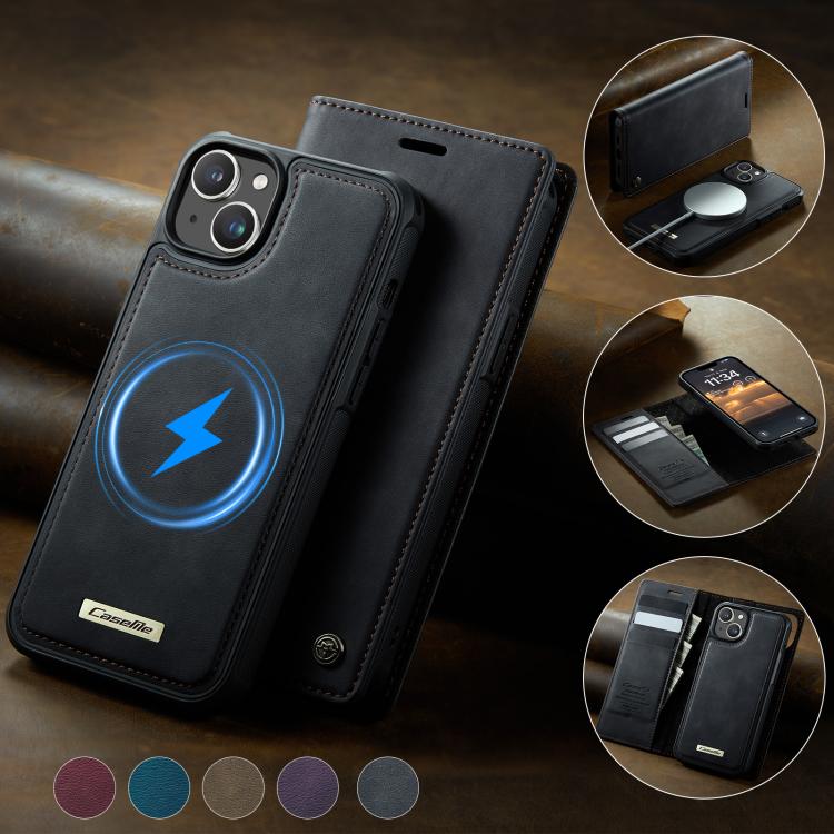 For iPhone 15 Plus /14 Plus CaseMe C49 MagSafe RFID Blocking Detachable Wallet Leather Phone Case
