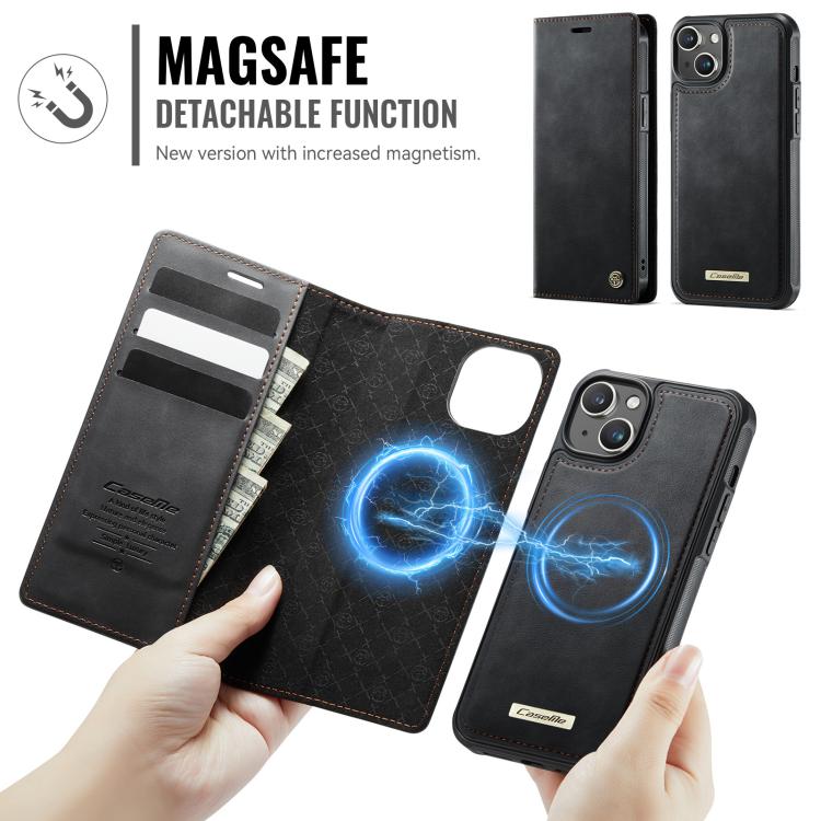 For iPhone 15 Plus /14 Plus CaseMe C49 MagSafe RFID Blocking Detachable Wallet Leather Phone Case
