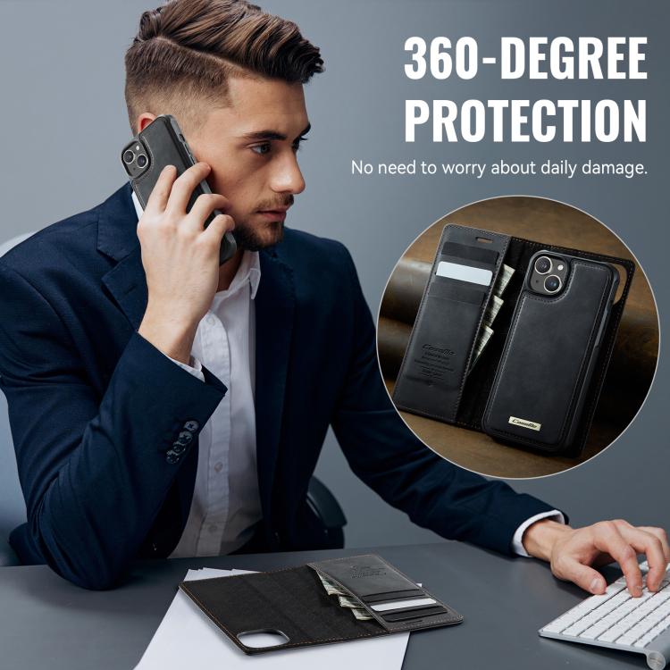 For iPhone 15 Plus /14 Plus CaseMe C49 MagSafe RFID Blocking Detachable Wallet Leather Phone Case