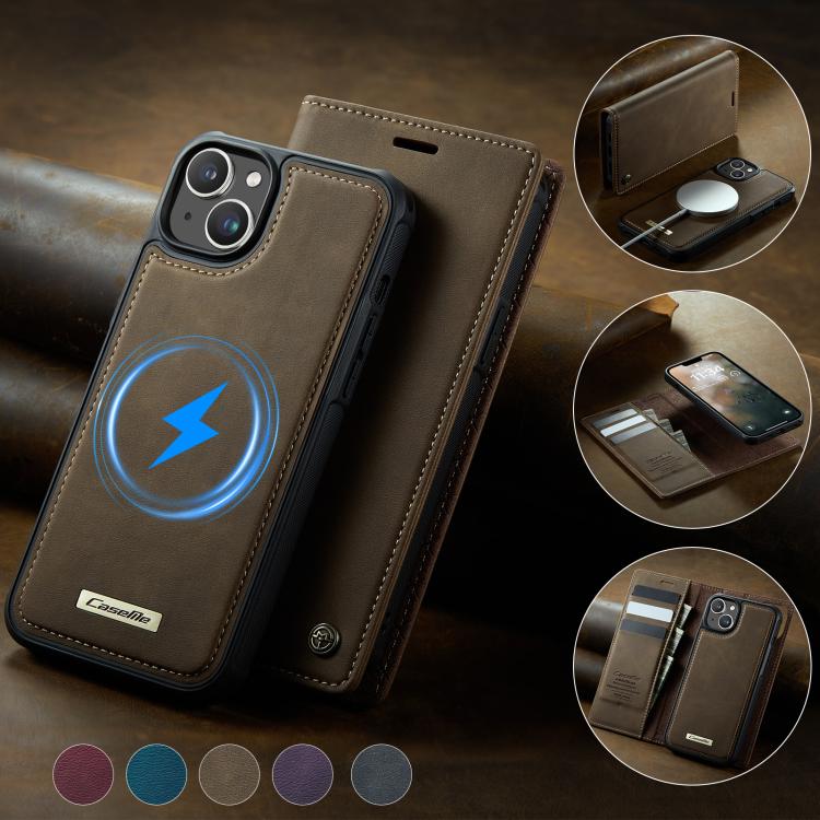 For iPhone 15 Plus /14 Plus CaseMe C49 MagSafe RFID Blocking Detachable Wallet Leather Phone Case