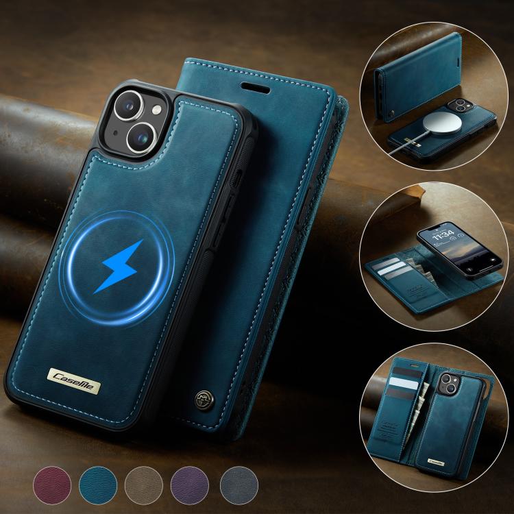 For iPhone 15 Plus /14 Plus CaseMe C49 MagSafe RFID Blocking Detachable Wallet Leather Phone Case