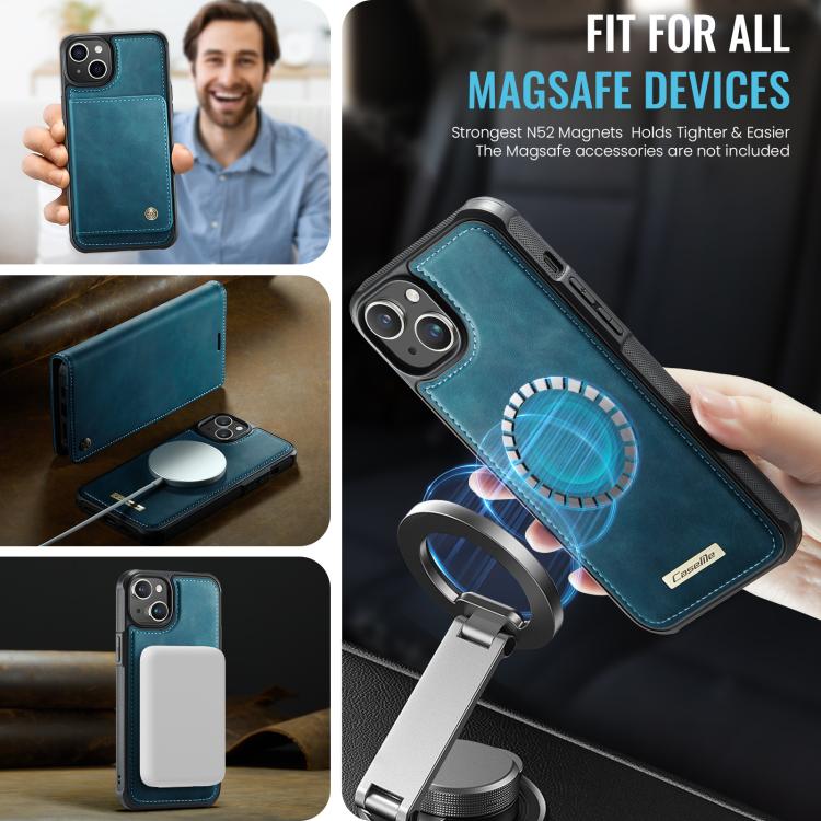 For iPhone 15 Plus /14 Plus CaseMe C49 MagSafe RFID Blocking Detachable Wallet Leather Phone Case