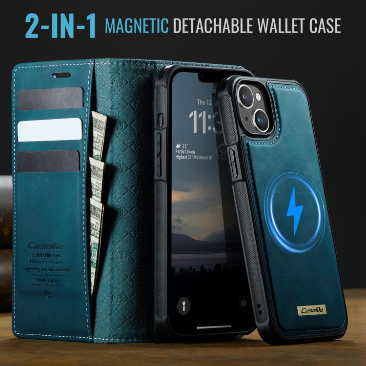 For iPhone 15 Plus /14 Plus CaseMe C49 MagSafe RFID Blocking Detachable Wallet Leather Phone Case