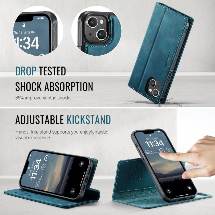 For iPhone 15 Plus /14 Plus CaseMe C49 MagSafe RFID Blocking Detachable Wallet Leather Phone Case
