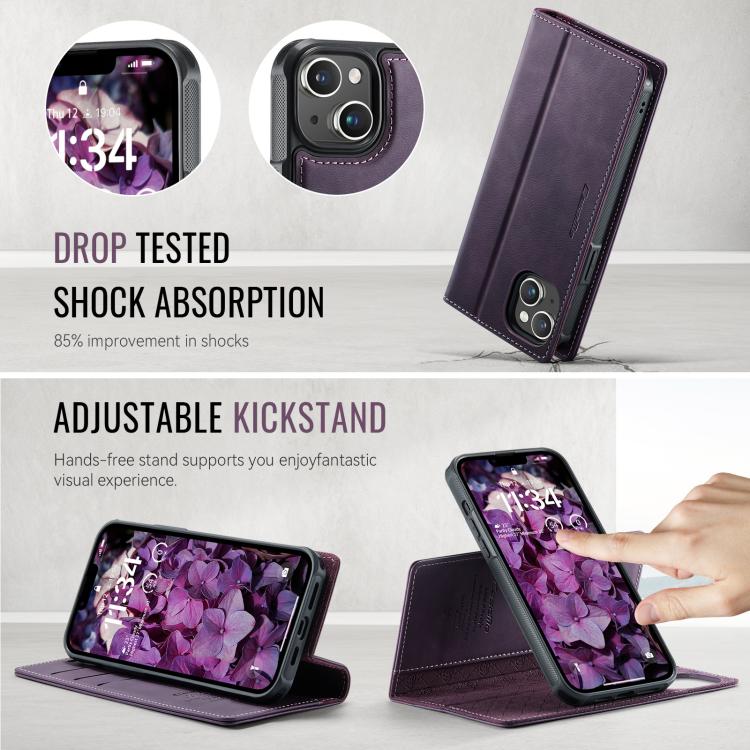 For iPhone 15 Plus /14 Plus CaseMe C49 MagSafe RFID Blocking Detachable Wallet Leather Phone Case
