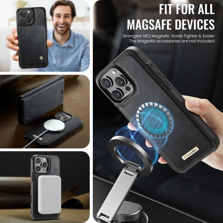 For iPhone 15 Pro CaseMe C49 MagSafe RFID Blocking Detachable Wallet Leather Phone Case