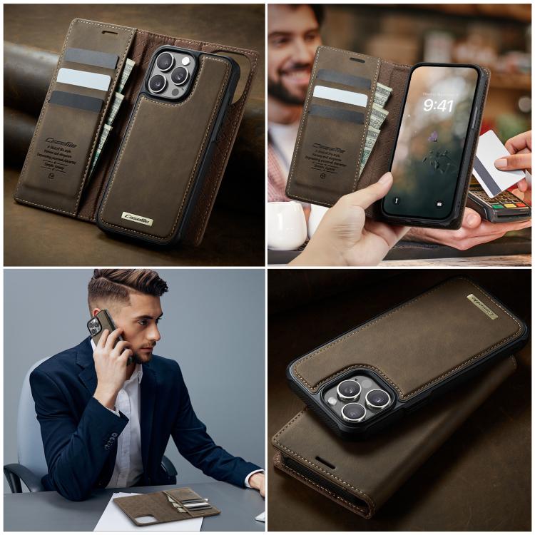For iPhone 15 Pro CaseMe C49 MagSafe RFID Blocking Detachable Wallet Leather Phone Case
