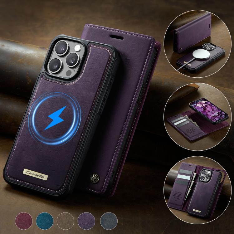 For iPhone 15 Pro CaseMe C49 MagSafe RFID Blocking Detachable Wallet Leather Phone Case