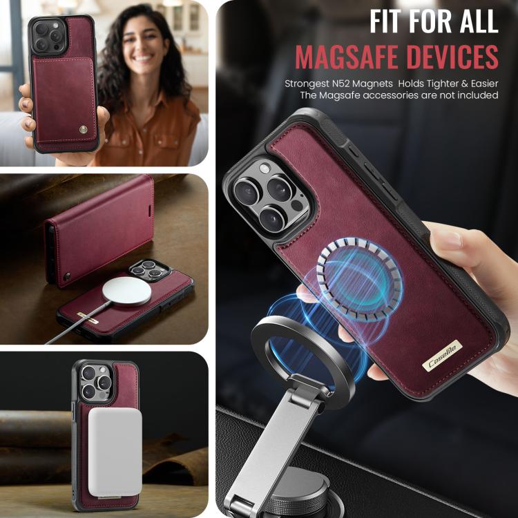 For iPhone 15 Pro Max CaseMe C49 MagSafe RFID Blocking Detachable Wallet Leather Phone Case