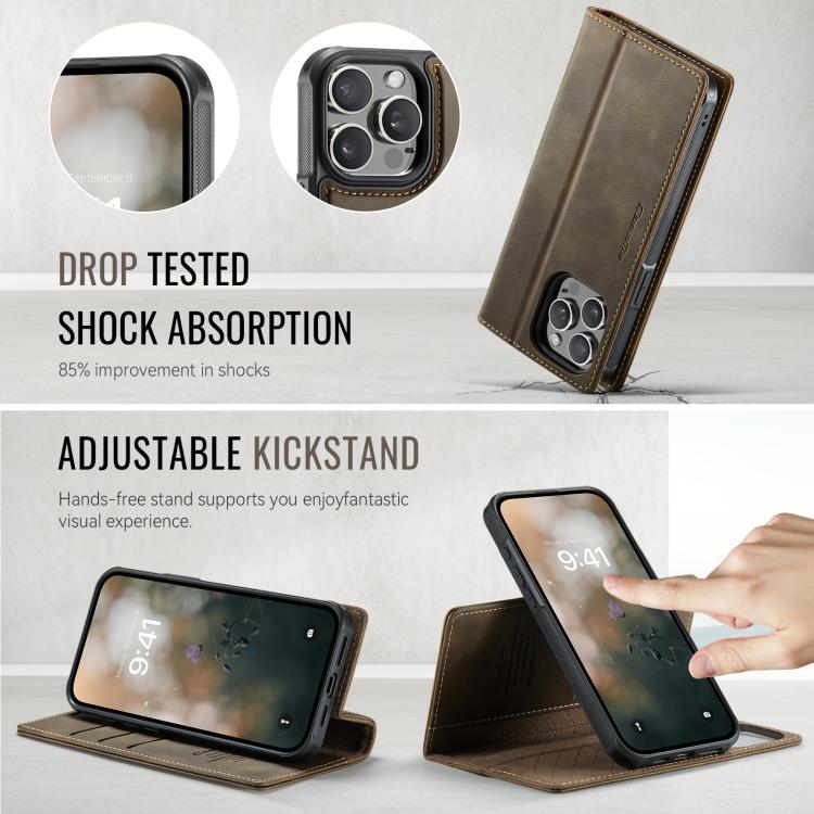 For iPhone 15 Pro Max CaseMe C49 MagSafe RFID Blocking Detachable Wallet Leather Phone Case