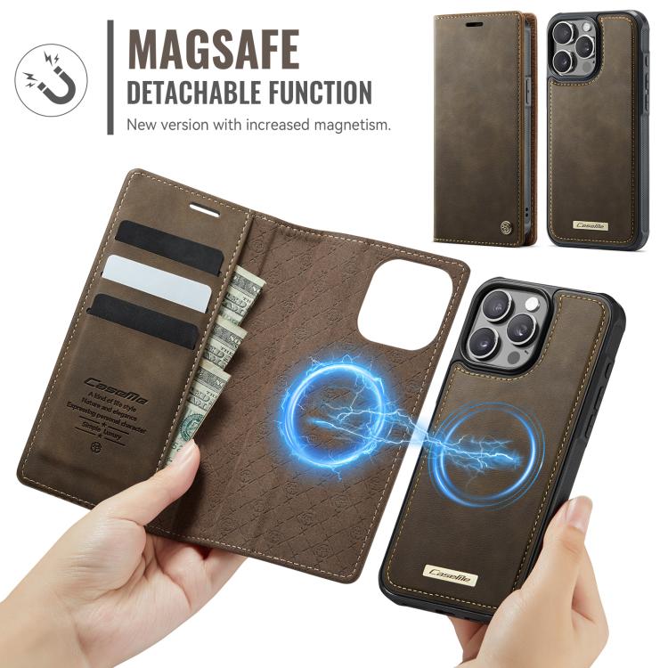 For iPhone 15 Pro Max CaseMe C49 MagSafe RFID Blocking Detachable Wallet Leather Phone Case