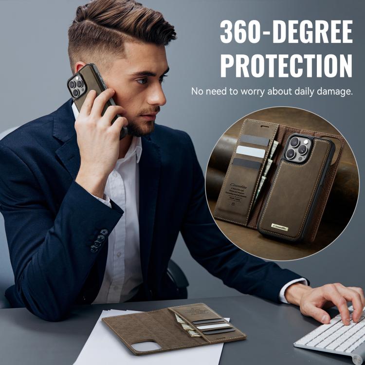 For iPhone 15 Pro Max CaseMe C49 MagSafe RFID Blocking Detachable Wallet Leather Phone Case