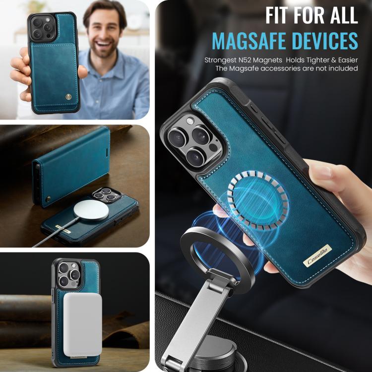 For iPhone 15 Pro Max CaseMe C49 MagSafe RFID Blocking Detachable Wallet Leather Phone Case