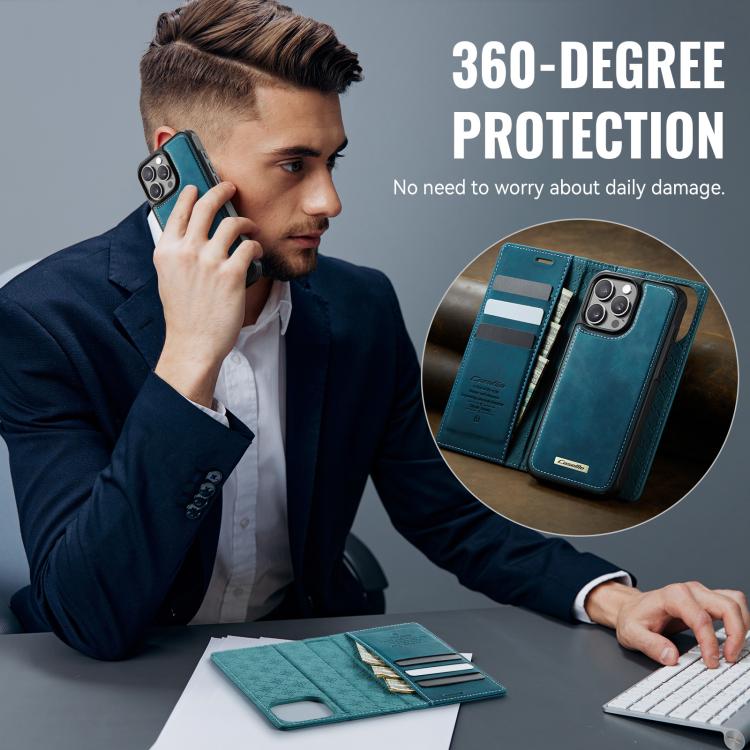 For iPhone 15 Pro Max CaseMe C49 MagSafe RFID Blocking Detachable Wallet Leather Phone Case