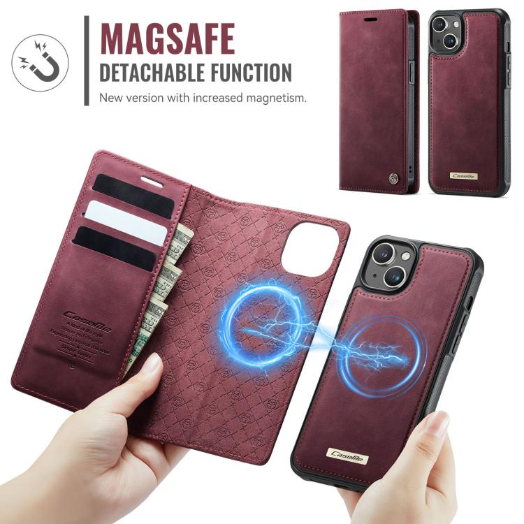 For iPhone 14 CaseMe C49 MagSafe RFID Blocking Detachable Wallet Leather Phone Case