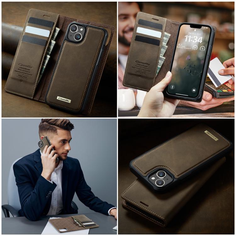 For iPhone 14 CaseMe C49 MagSafe RFID Blocking Detachable Wallet Leather Phone Case