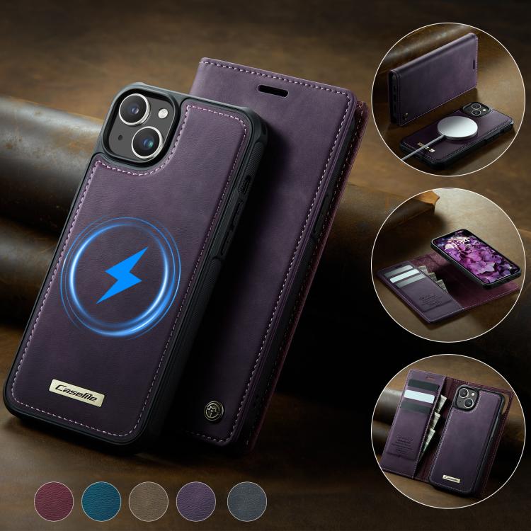 For iPhone 14 CaseMe C49 MagSafe RFID Blocking Detachable Wallet Leather Phone Case