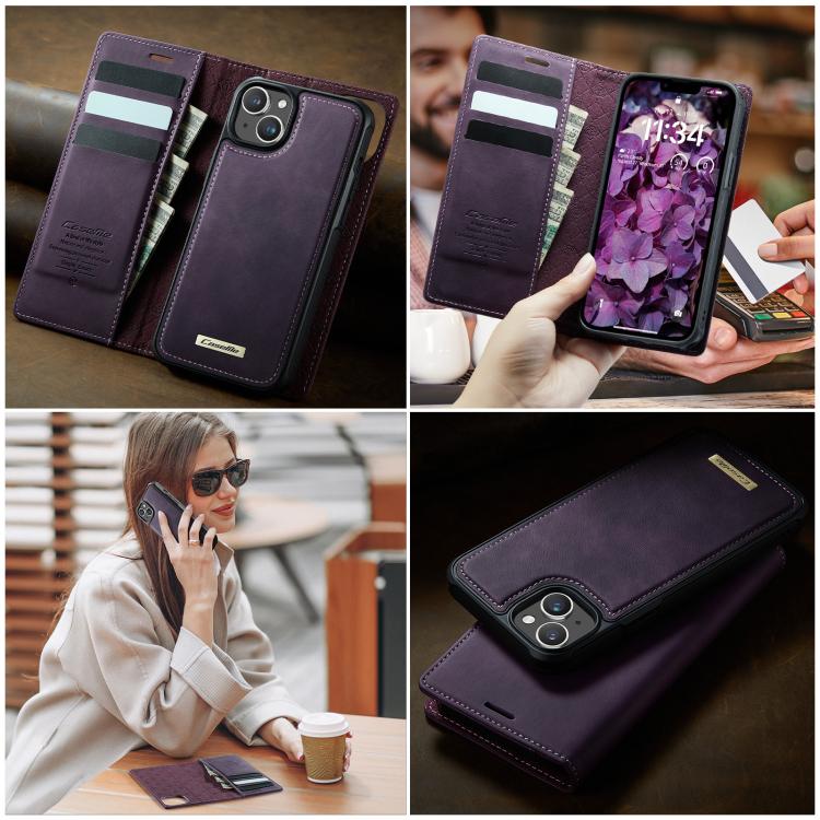 For iPhone 14 CaseMe C49 MagSafe RFID Blocking Detachable Wallet Leather Phone Case
