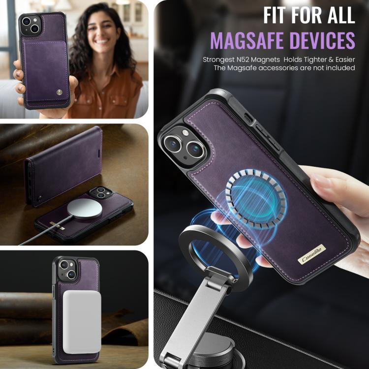 For iPhone 14 CaseMe C49 MagSafe RFID Blocking Detachable Wallet Leather Phone Case