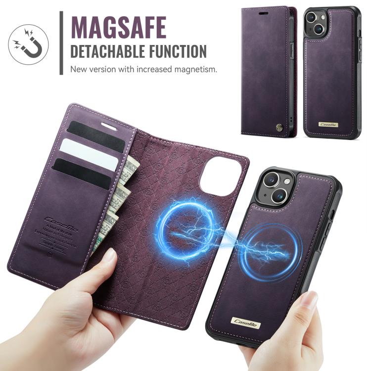 For iPhone 14 CaseMe C49 MagSafe RFID Blocking Detachable Wallet Leather Phone Case