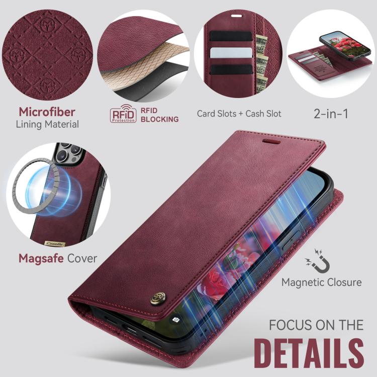 For iPhone 14 Pro CaseMe C49 MagSafe RFID Blocking Detachable Wallet Leather Phone Case