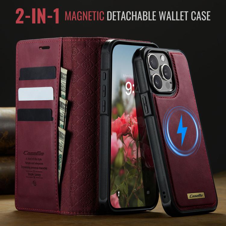 For iPhone 14 Pro Max CaseMe C49 MagSafe RFID Blocking Detachable Wallet Leather Phone Case