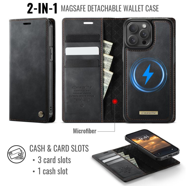 For iPhone 14 Pro Max CaseMe C49 MagSafe RFID Blocking Detachable Wallet Leather Phone Case