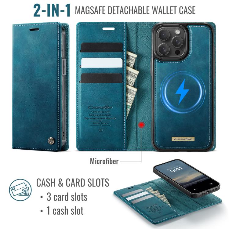 For iPhone 14 Pro Max CaseMe C49 MagSafe RFID Blocking Detachable Wallet Leather Phone Case