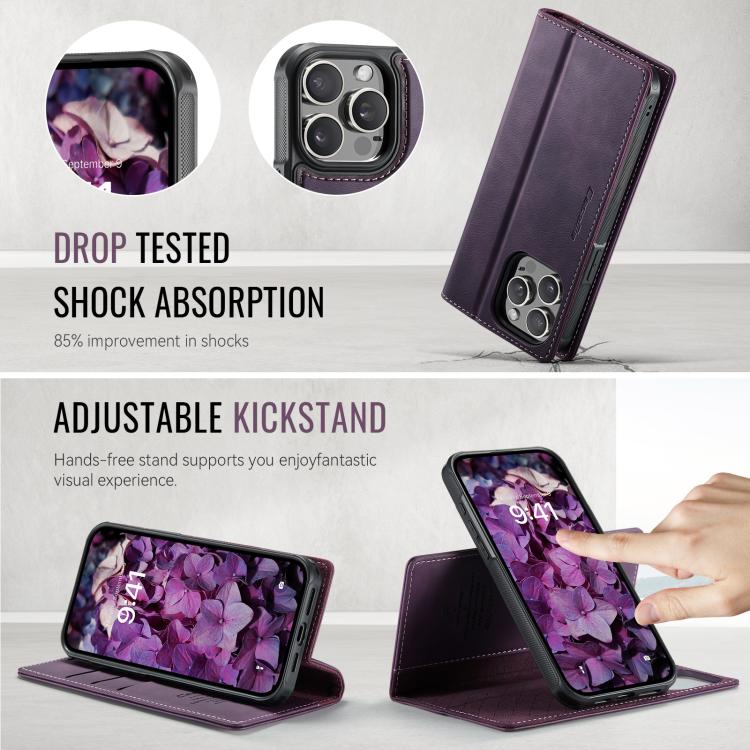 For iPhone 14 Pro Max CaseMe C49 MagSafe RFID Blocking Detachable Wallet Leather Phone Case