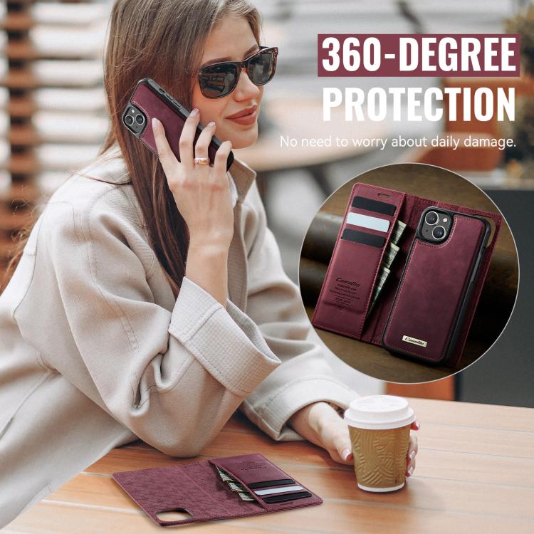 For iPhone 13 CaseMe C49 MagSafe RFID Blocking Detachable Wallet Leather Phone Case