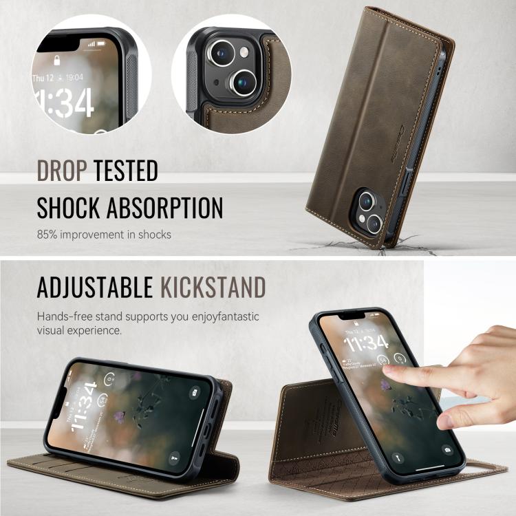For iPhone 13 CaseMe C49 MagSafe RFID Blocking Detachable Wallet Leather Phone Case