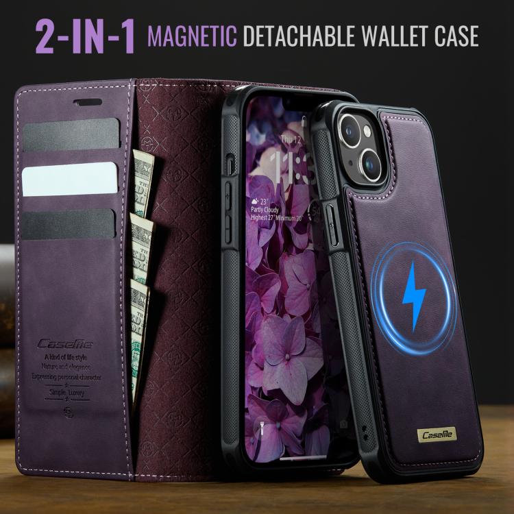 For iPhone 13 CaseMe C49 MagSafe RFID Blocking Detachable Wallet Leather Phone Case