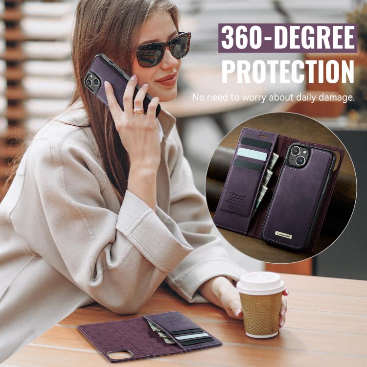 For iPhone 13 CaseMe C49 MagSafe RFID Blocking Detachable Wallet Leather Phone Case