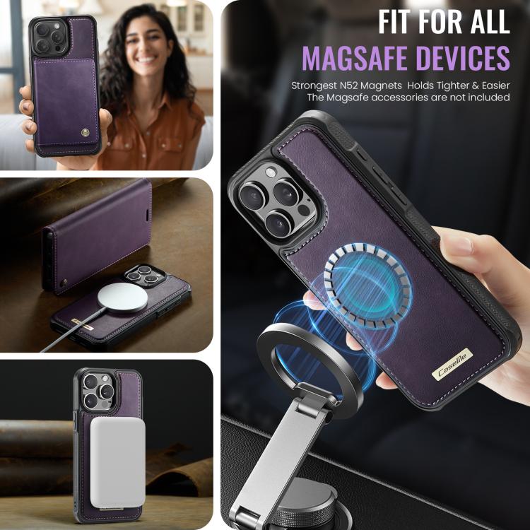For iPhone 13 Pro CaseMe C49 MagSafe RFID Blocking Detachable Wallet Leather Phone Case