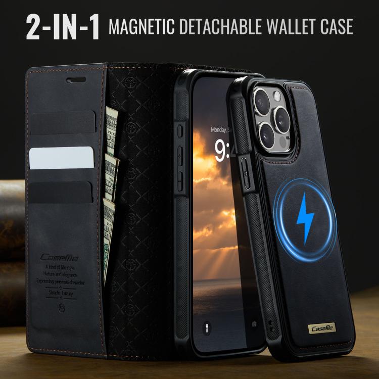 For iPhone 13 Pro Max CaseMe C49 MagSafe RFID Blocking Detachable Wallet Leather Phone Case