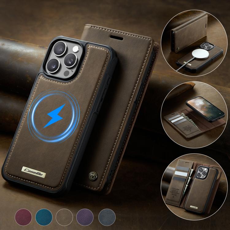 For iPhone 13 Pro Max CaseMe C49 MagSafe RFID Blocking Detachable Wallet Leather Phone Case