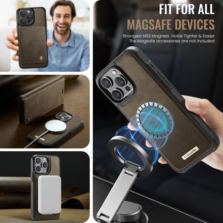 For iPhone 13 Pro Max CaseMe C49 MagSafe RFID Blocking Detachable Wallet Leather Phone Case