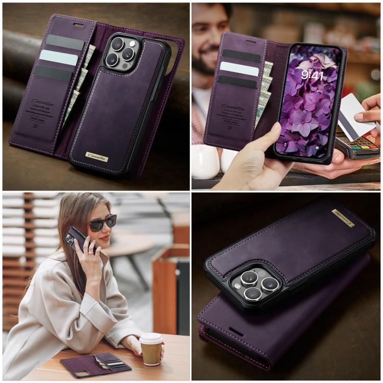 For iPhone 13 Pro Max CaseMe C49 MagSafe RFID Blocking Detachable Wallet Leather Phone Case