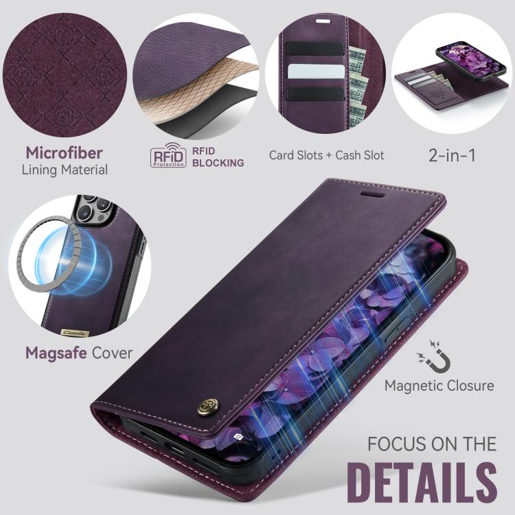 For iPhone 12 / 12 Pro CaseMe C49 MagSafe RFID Blocking Detachable Wallet Leather Phone Case