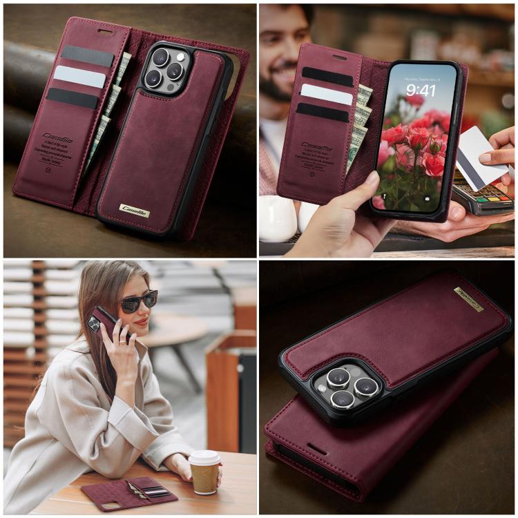 For iPhone 12 Pro Max CaseMe C49 MagSafe RFID Blocking Detachable Wallet Leather Phone Case